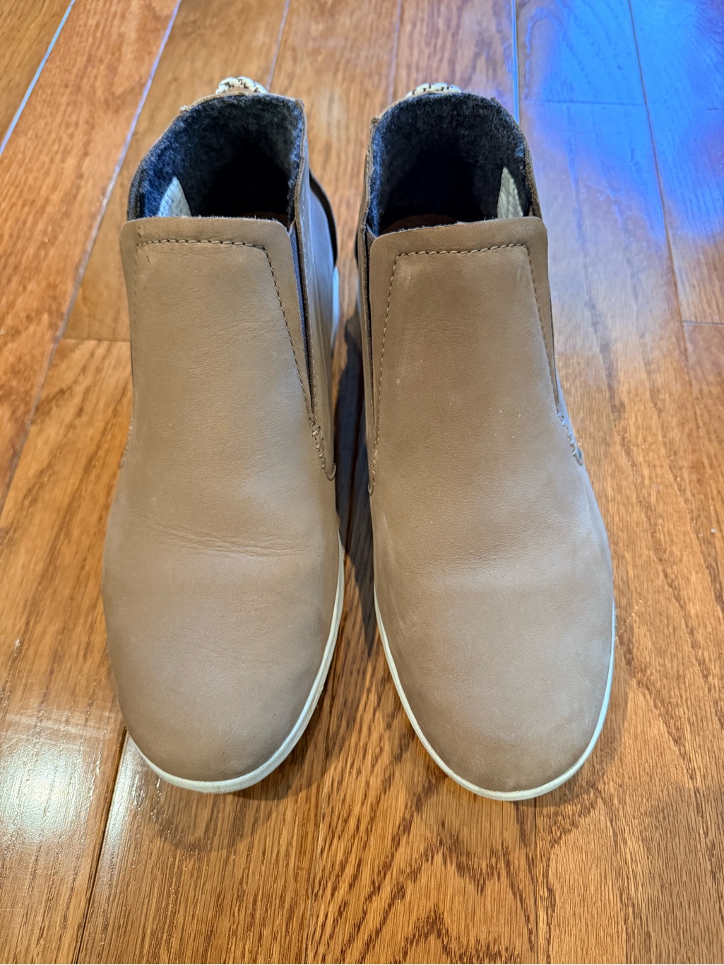 Olukai Women's Taupe Slip-On Ankle Booties